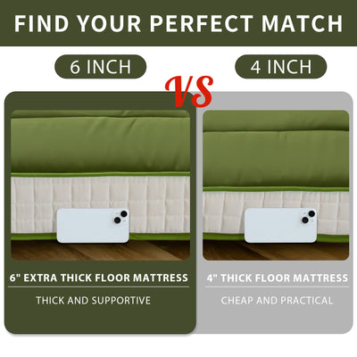MAXYOYO 6" Extra Thick Floor Futon Mattress, Green