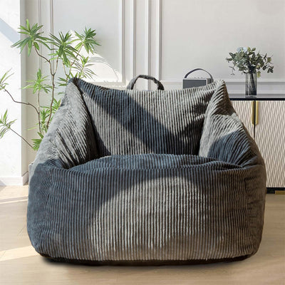 MAXYOYO Bean Bag Chair, Floor Sofa with Handle, Teens Living Room Accent Sofa Chair with Pocket for Gaming Reading Relaxing (Dark Grey)