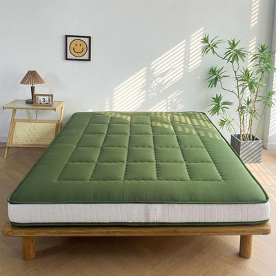 MAXYOYO 6" Extra Thick Japanese Futon Mattress with Rectangle Quilted, Stylish Floor Bed For Family, Green