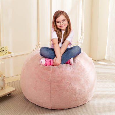 MAXYOYO 2-in-1 Kids Bean Bag Chair, Convertible Kids Bean Bag into Floor Bed (Pink)