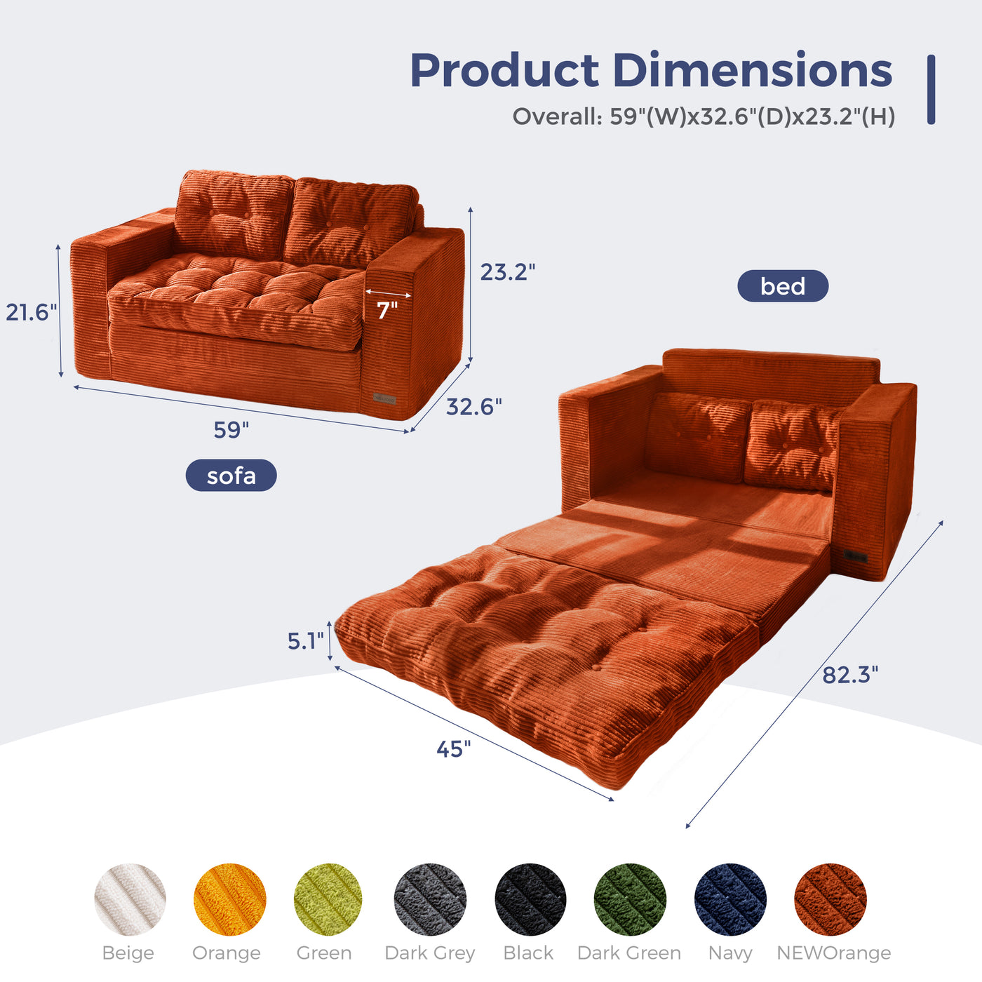 MAXYOYO Convertible Sofa Bed, Pull Out Loveseat Sleeper Sofa, Fold Out ...