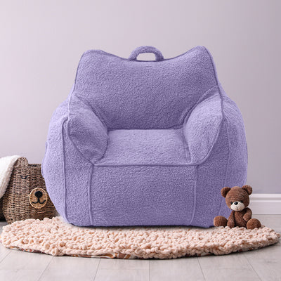 MAXYOYO Kids Bean Bag Chair, Sherpa Bean Bag Couch with Decorative Edges for children's room (Purple)