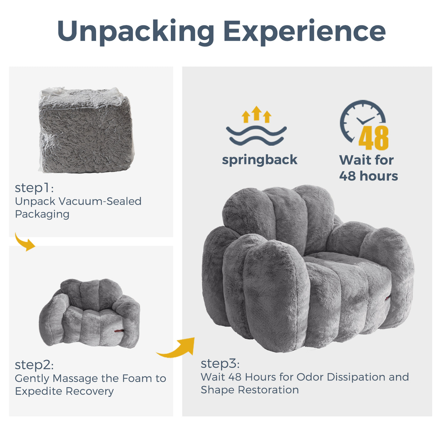 MAXYOYO Cloud Bean Bag Chair – Soft Floor Sofa for Adults, Single Floor Couch