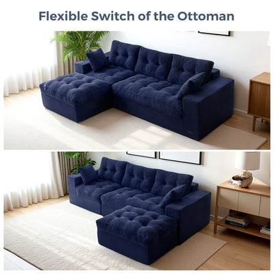 MAXYOYO L-Shaped Sectional Puffinest Modular Sofa – Convertible Ottoman, No-Assembly, 4-in-1 Flexible Layout