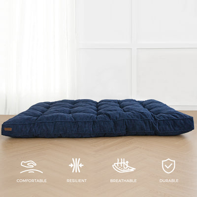 MAXYOYO 6" Tufted Futon Sofa Couch Bed, Thick Corduroy Fabric Floor Futon Mattress for Adults (Mattress Only), Navy