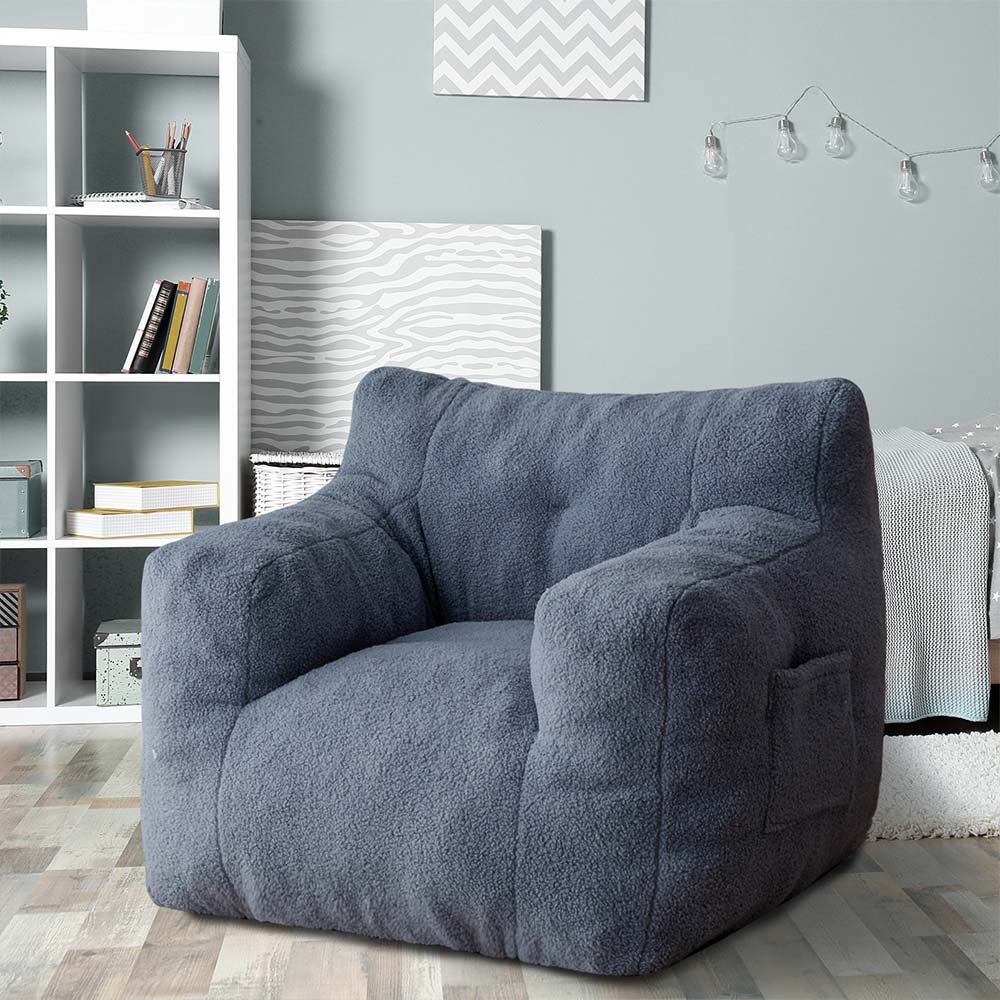 MAXYOYO Sherpa Bean Bag Chair, Boucle Tufted Bean Bag Sofa, Living Room Bean Bag Couch for Adults Kids, Dusty Blue