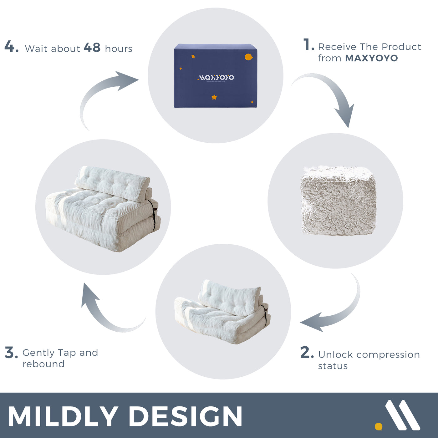 MAXYOYO Folding Sofa Bed, Convertible Sleeper Chair with Pilow Foldable Matress with Back Support, Portable Fold Out Chair Bed Comfy Floor Sofa Lounge for Living Room Bedroom, Beige, Double