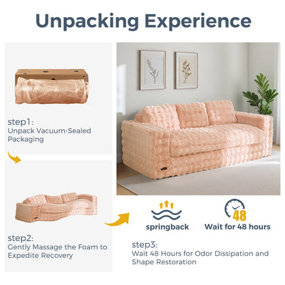 MAXYOYO 3-Seater Bubbled Bean Bag Chair – Tufted Boneless Couch for Living Room, No Assembly