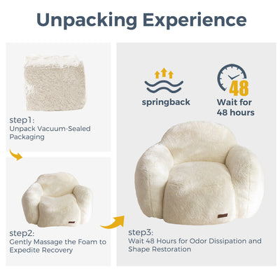 MAXYOYO Pebble-Shaped Bean Bag Chair – Faux Fur Floor Sofa with Backrest & Armrests