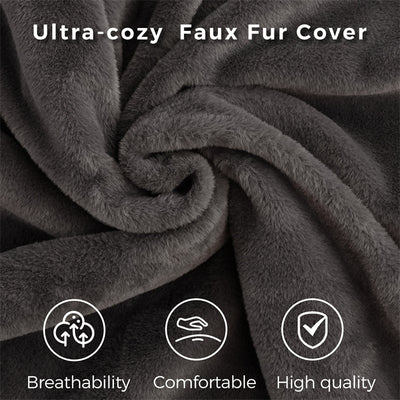 MAXYOYO Bean Bag Folding Sofa Bed, Floor Mattress Extra Thick Floor Sofa with Faux Fur Washable Cover, Dark Grey