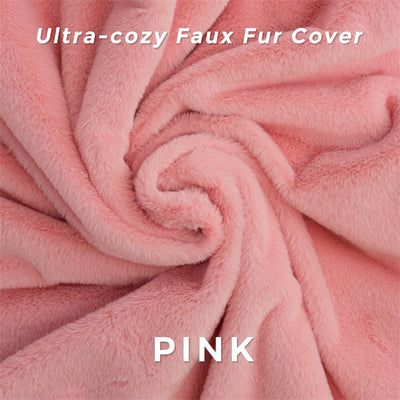 MAXYOYO Bean Bag Folding Sofa Bed, Floor Mattress Extra Thick Floor Sofa with Faux Fur Washable Cover, Pink