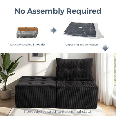 Modular Sectional Chaise Lounge #color_black