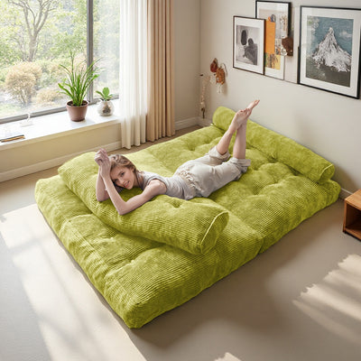 MAXYOYO Folding Sofa Bed, Convertible Sleeper Chair with Pilow Foldable Matress with Back Support(Double),Green