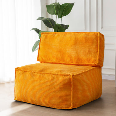 MAXYOYO 4 in 1 Modular Bean Bag Sofa, Multi-Function Corduroy Bean Bag Chair, Floor Cushion, Pouf, Foot Stool (Orange)