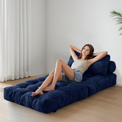 corduroy bean bag folding sofa#color_navy
