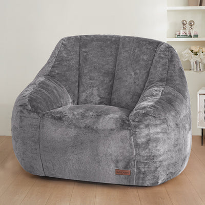 MAXYOYO Bean Bag Chair - Faux Fur Bean Bag Chair with High Backrest, Grey