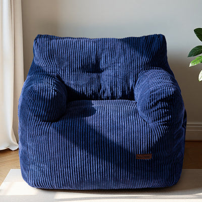 MAXYOYO Bean Bag Chair, Tufted Corduroy Bean Bag Couch Lazy Chair with Filler for Adult Teen, Navy
