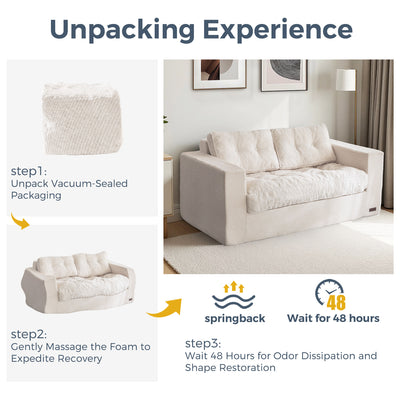 MAXYOYO Bean Bag Sofa Chair - Upholstered Floor Sofa with Armrests for Adults, Beige