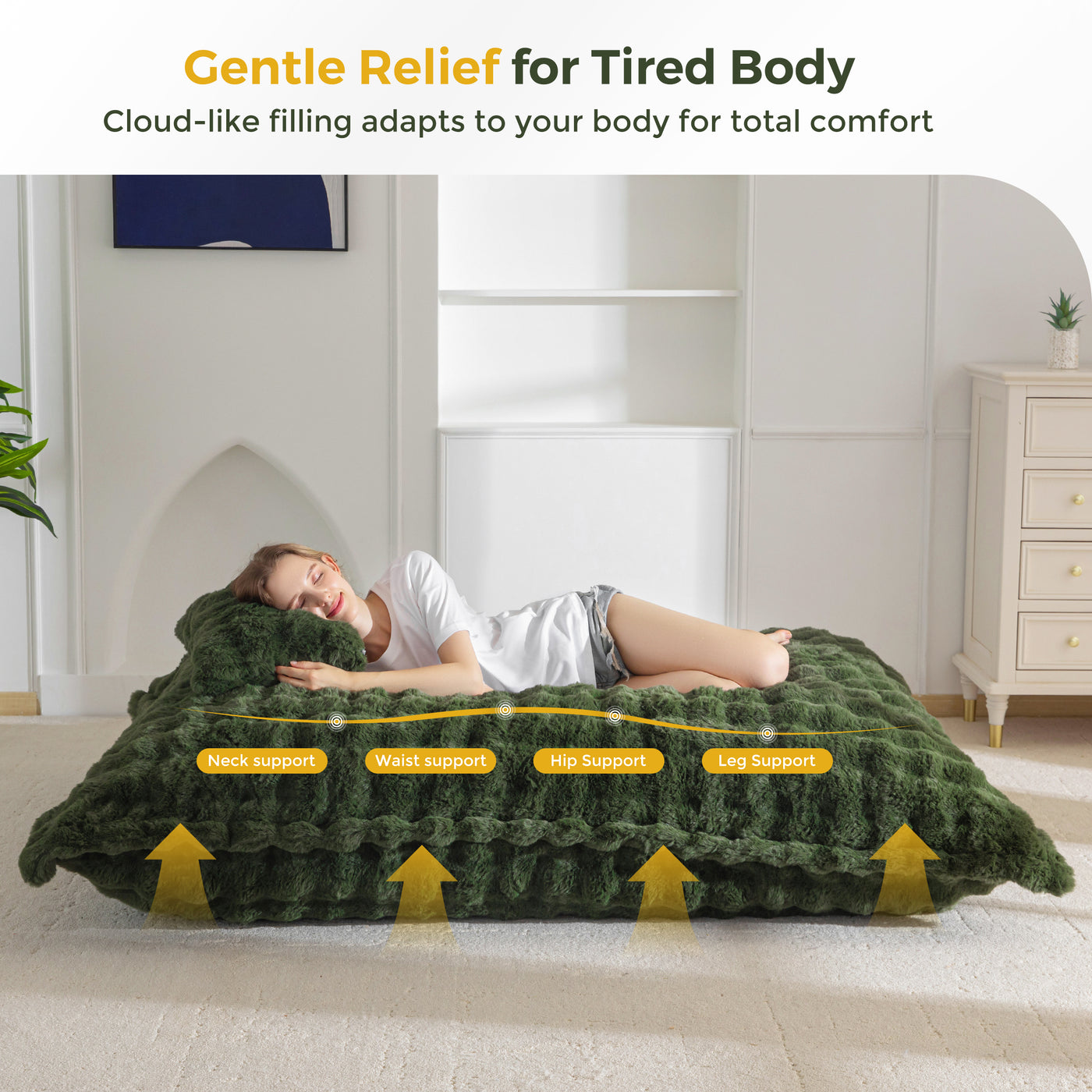 MAXYOYO Giant Bean Bag Chair with Pillow, 3 in 1 Convertible Bean Bag Chair for Adults with Removable Cover, Floor Cushion Stuffed Floor Lounger for Living Room Bedroom, Bubble