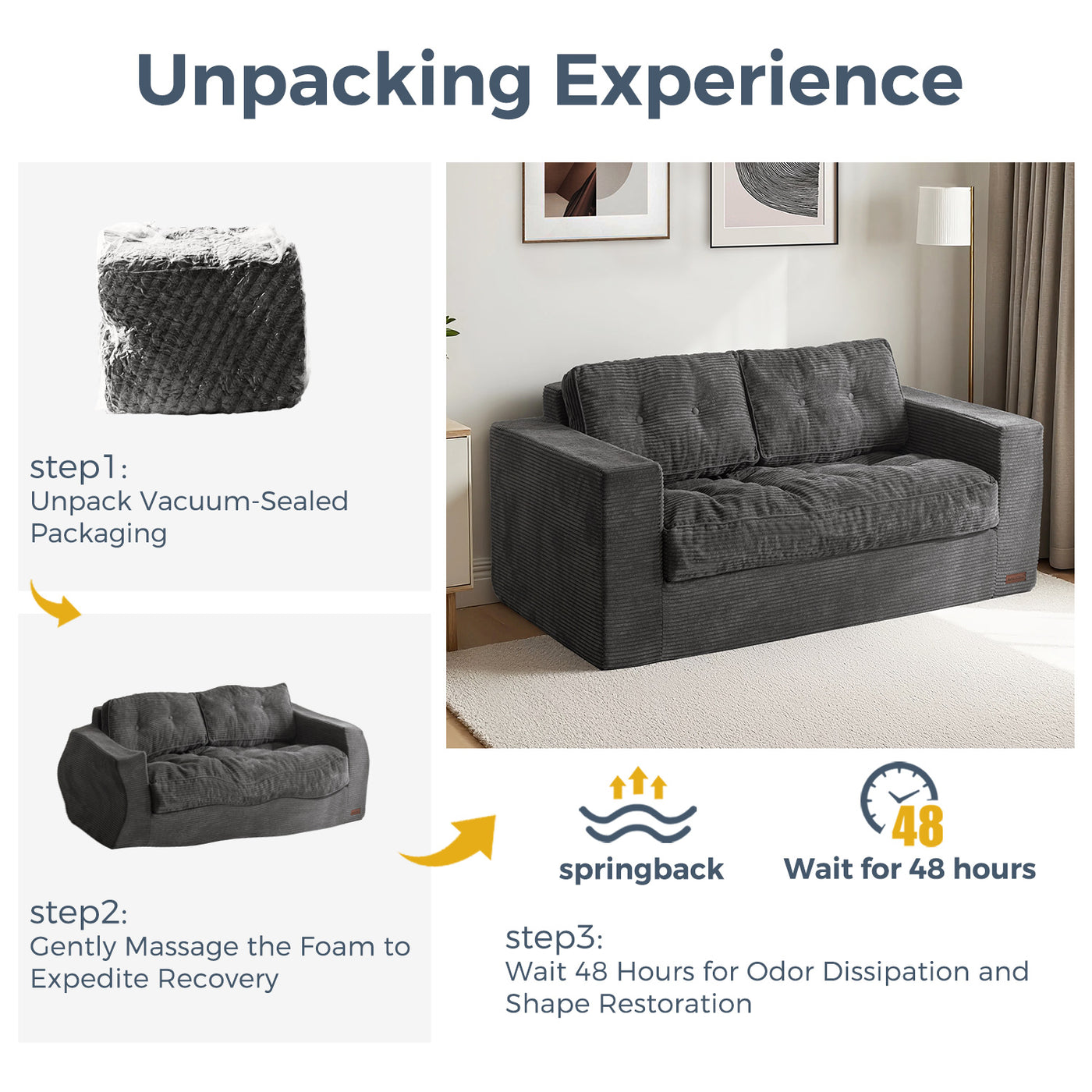 MAXYOYO Bean Bag Chair for Adults, Floor Sofa with Armrests, Loveseat Boneless Couch with Tufted Cushion & Backrest, Sofa in A Box, Large Bean Bag Couch for Bedroom Living Room,