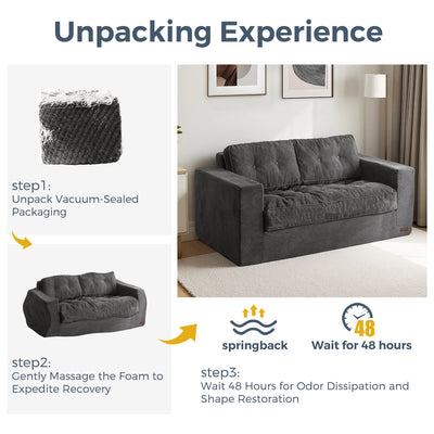 MAXYOYO Bean Bag Chair for Adults, Floor Sofa with Armrests, Loveseat Boneless Couch with Tufted Cushion & Backrest, Sofa in A Box, Large Bean Bag Couch for Bedroom Living Room,