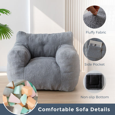 MAXYOYO Bean Bag Chair, Sherpa Bean Bag Couch, Living Room Lazy Bean Bag Sofa for Adults Kids, Grey