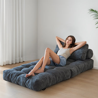 corduroy bean bag folding sofa#color_dark-grey