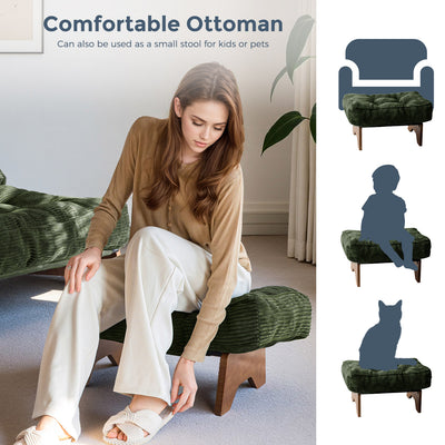 MAXYOYO Adjustable Accent Chair with Ottoman, Tufted Lounge Chair Set, Dark Green