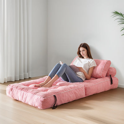 corduroy bean bag folding sofa#color_pink