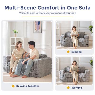 MAXYOYO Loveseat Sofa for Living Room, Small Sofa Couch Tufted Boneless Couch, Comfy Bean Bag Chair for Small Space Bedroom Apartment, No Assembly Needed