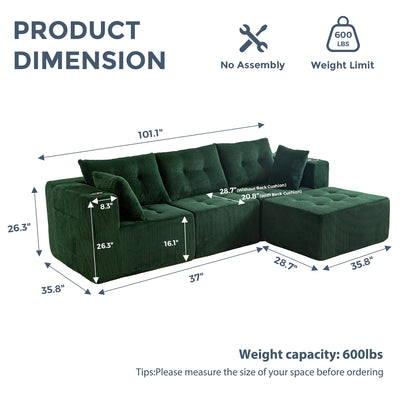 L Shaped Modular Sofa #color_green
