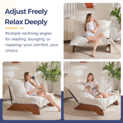 MAXYOYO Adjustable Living Room Chair, 3-Position Bean Bag Chair with Removable Cover, Upholstered Accent Chair with Frame, Soft Reclining Lounge for Bedroom, Apartment, Office