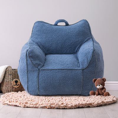 MAXYOYO Kids Bean Bag Chair, Sherpa Bean Bag Couch with Decorative Edges for children's room (Blue)