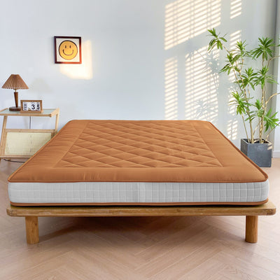 MAXYOYO 6" Extra Thick Japanese Futon Mattress, Stylish Diamond Quilting Floor Bed For Bedroom, Light Brown