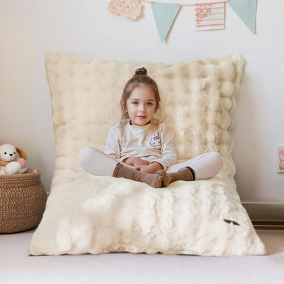 MAXYOYO 3 in 1 Kids Bean Bag Chair Bed, Child Floor Sofa for Gaming, Reading, Faux Fur Floor Mattress with High-Density Foam Filling for Living Room Bedroom