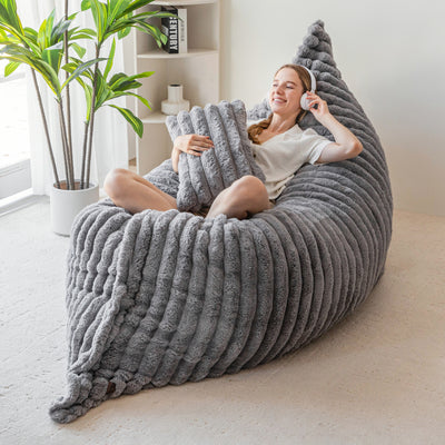 MAXYOYO Giant Bean Bag Chair with Pillow, 3 in 1 Convertible Bean Bag Bed for Adults with Washable Cover, Removable Floor Cushion Stuffed Floor Lounger for Living Room Bedroom