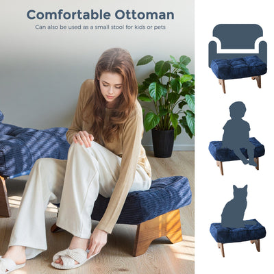 MAXYOYO Adjustable Accent Chair with Ottoman, Tufted Lounge Chair Set, Navy