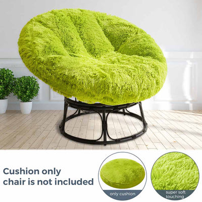 MAXYOYO Large faux fur papasan cushion (cushion only), round pillow, papasan pillow for swing and hanging chair, Green