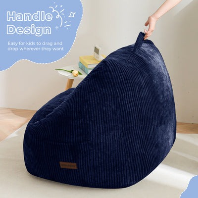 MAXYOYO Kids Bean Bag Chair, Bean Bag Couch with Handle, Comfy Toddler Chair for Boys and Girls, Accent Sofa with Pocket for Gaming Reading Relaxing, Navy