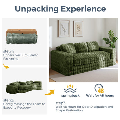 MAXYOYO 3-Seater Bubbled Bean Bag Chair – Tufted Boneless Couch for Living Room, No Assembly