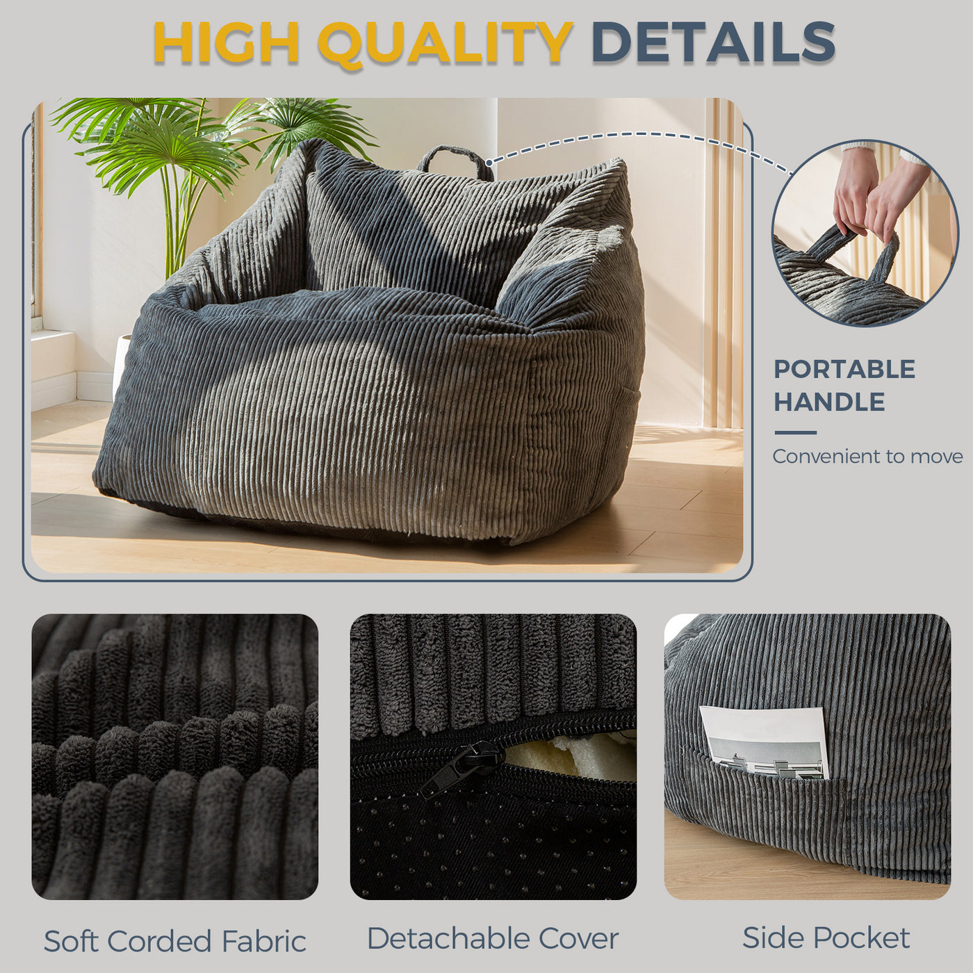 bean bag chair#color_dark-grey