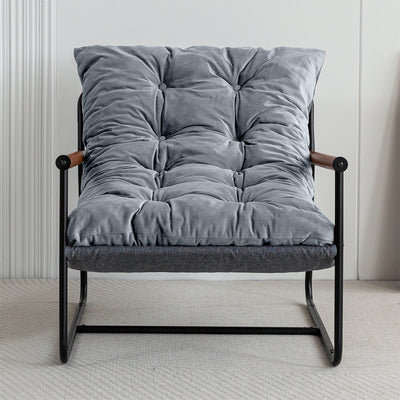 MAXYOYO Accent Chair, Velvet Tufted Armchair with Metal Frame for Living Room (Dark Grey)