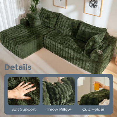 MAXYOYO Bubble 104" Modular Sectional Couch with L-Shape Chaise, Modern Boneless Couch for Living Room, Sofa in A Box