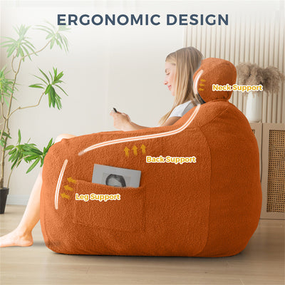 MAXYOYO Giant Bean Bag Chair with Pillow, Fuzzy Comfy Large Bean Bag Chair Couch for Reading and Gaming, Coffee