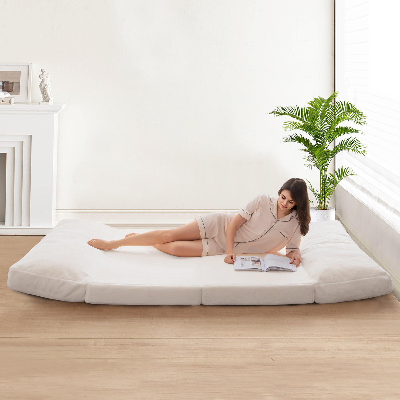 bean bag bed#color_cream-white