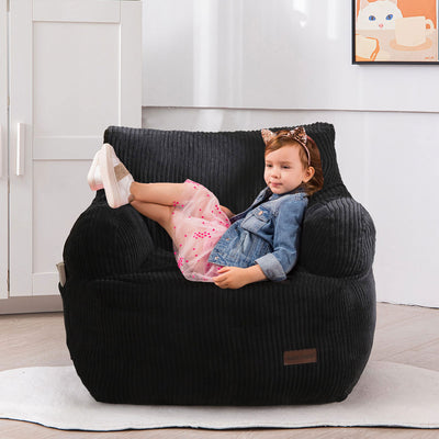 MAXYOYO Kids Bean Bag Chair, Stuffed Toddler Bean Bag Sofa with Filler Bean Bag Chair for Boys and Girls, Black