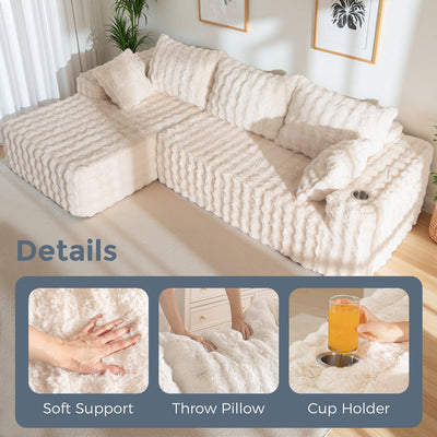 MAXYOYO Bubble 104" Modular Sectional Couch with L-Shape Chaise, Modern Boneless Couch for Living Room, Sofa in A Box