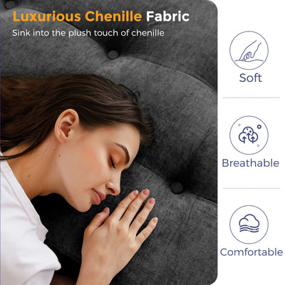 MAXYOYO Tri-Fold Mattress, 6 Inch Tufted Folding Mattress with Chenille Fabric, Portable Queen Size Floor Guest Mat for Adults, Foldable Topper for Camping