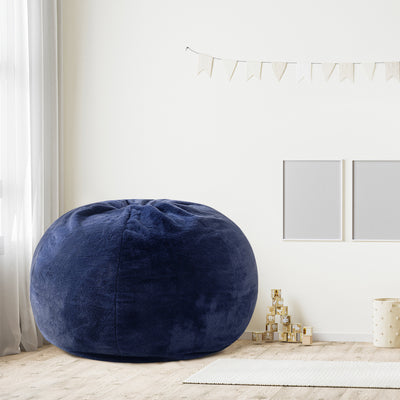 MAXYOYO 2-in-1 Kids Bean Bag Bed, Convertible Kids Bean Bag Chair to Bed, Floor Cushion (Blue)