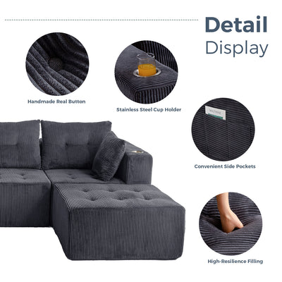 U Shaped Modular Sofa #color_grey